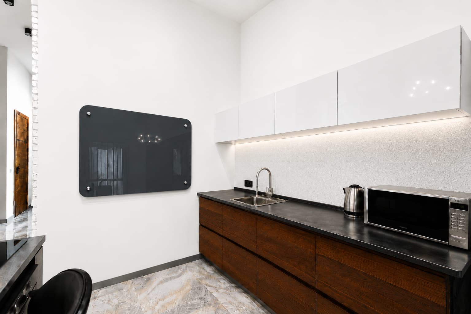 Whiteboard Glas - afgeronde hoeken - Charcoal Shadow - Anthracite Grey