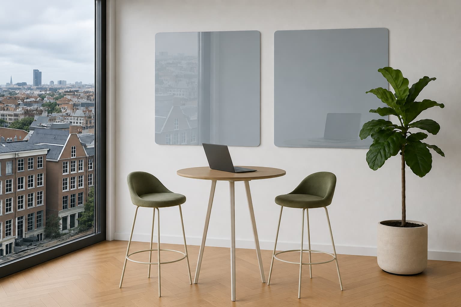 Whiteboard Glas - afgeronde hoeken - Graphite Haze