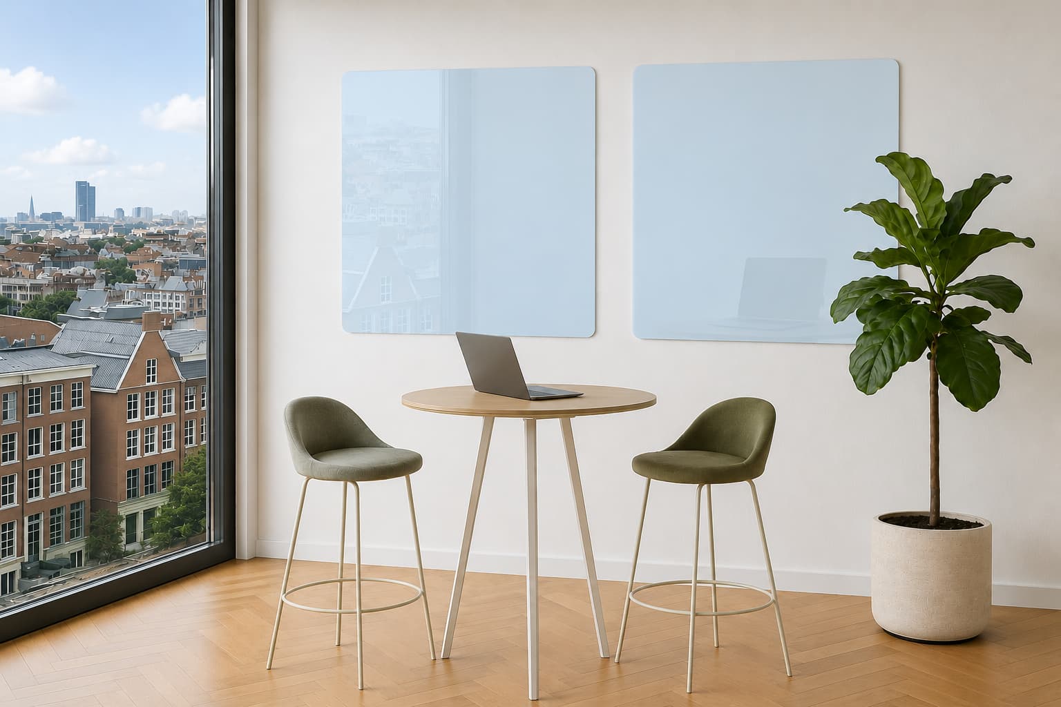 Whiteboard Glas - afgeronde hoeken - Ice Crystal