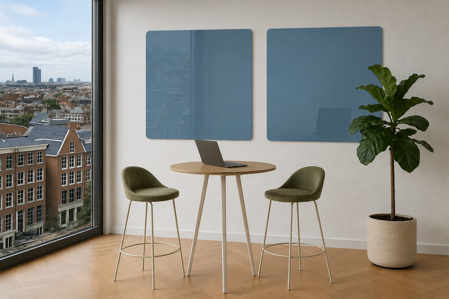 Whiteboard Glas afgeronde hoeken - Ocean mist
