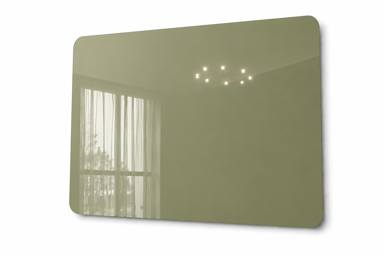 Whiteboard Glas - afgeronde hoeken - Olive Velvet