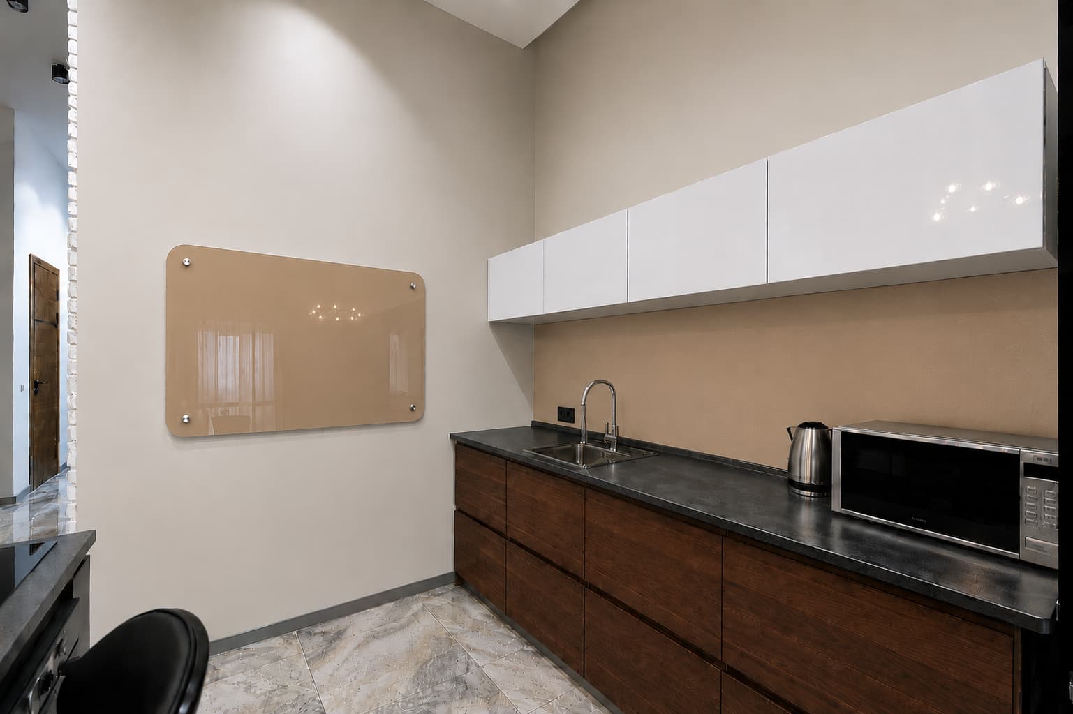 Whiteboard Glas - afgeronde hoeken - Sandstone