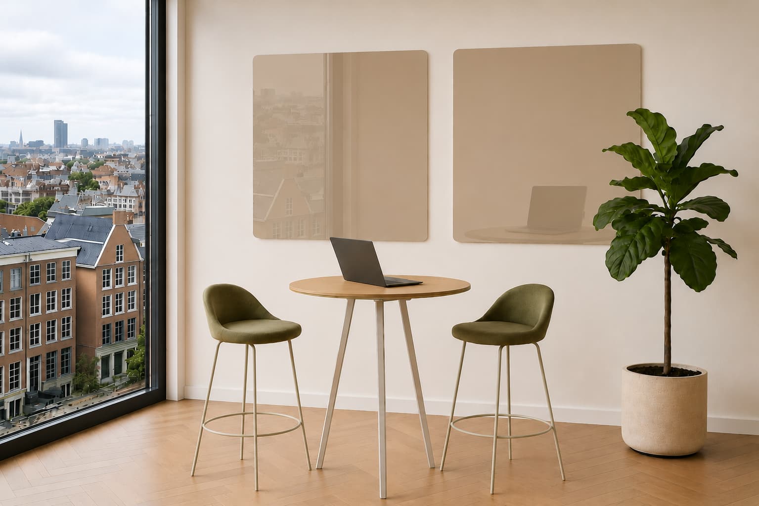 Whiteboard Glas - afgeronde hoeken - Sandstone