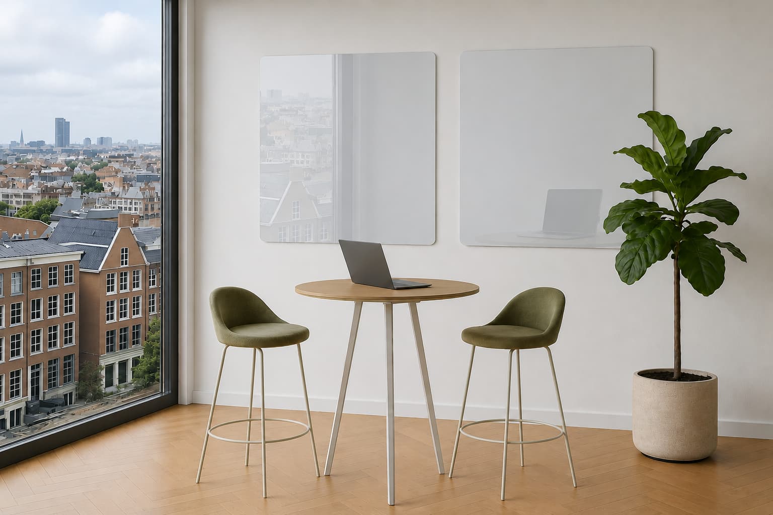 Whiteboard Glas - afgeronde hoeken - Silver Mist