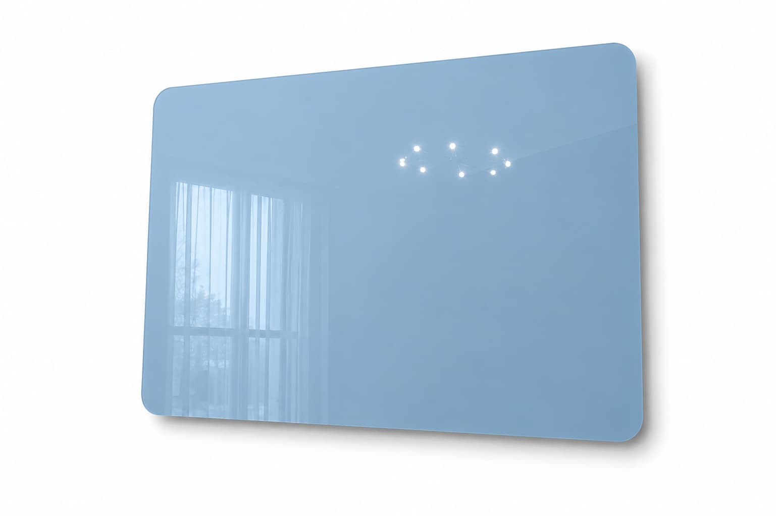 Whiteboard Glas - afgeronde hoeken - Sky Blue