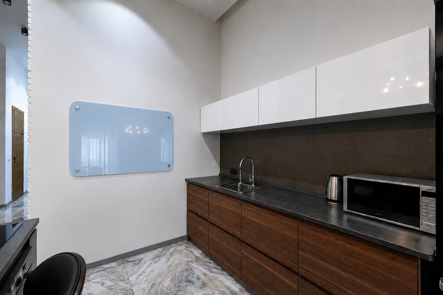 Whiteboard Glas - afgeronde hoeken - Sky Blue