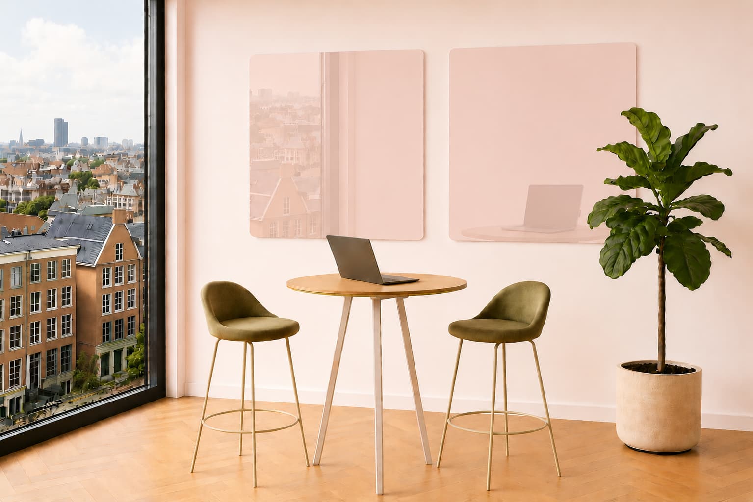 Whiteboard Glas - ronde hoeken - Soft Rose