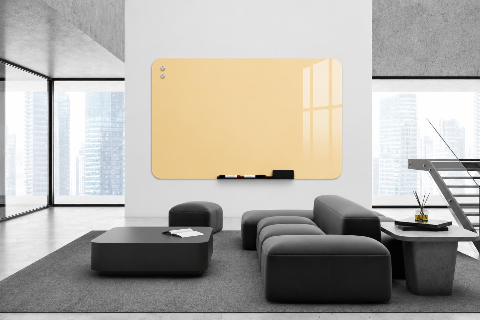 Whiteboard Glas - afgeronde hoeken - Sunbeam