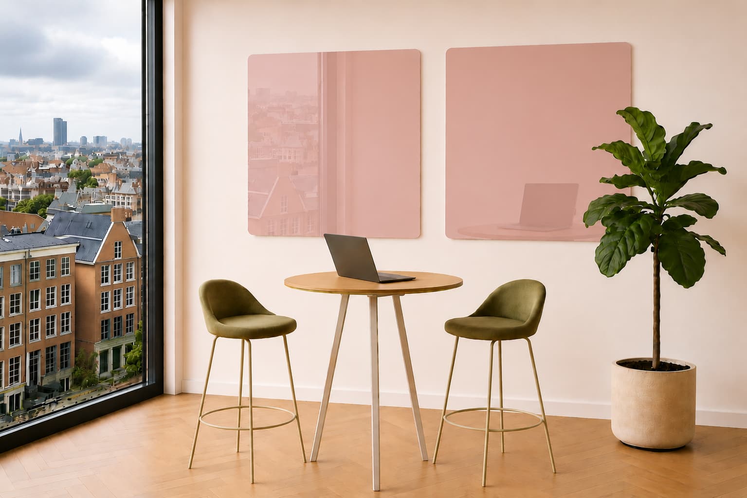 Whiteboard Glas - afgeronde hoeken - Velvet Rose