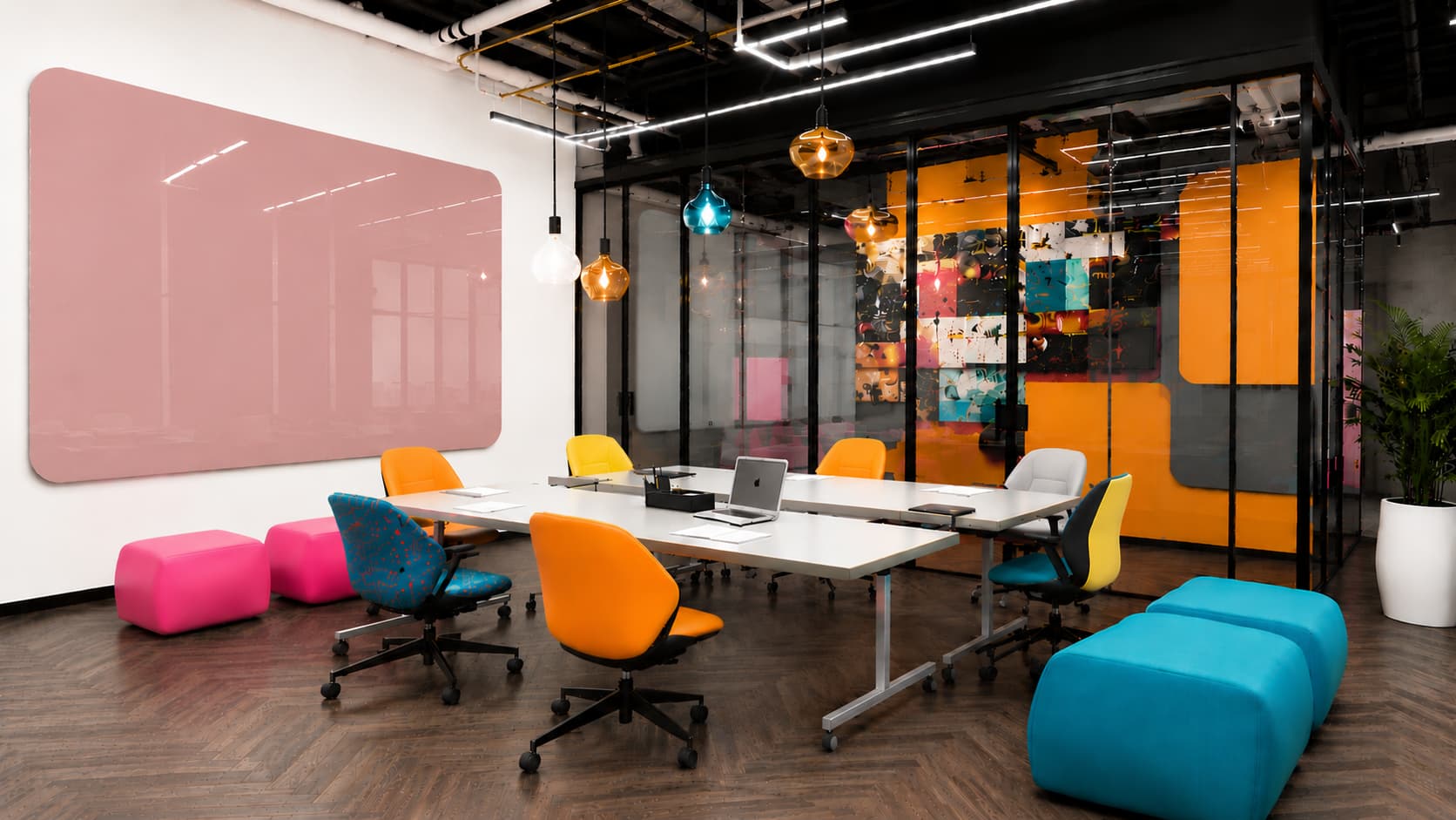 Whiteboard Glas - afgeronde hoeken - Velvet Rose