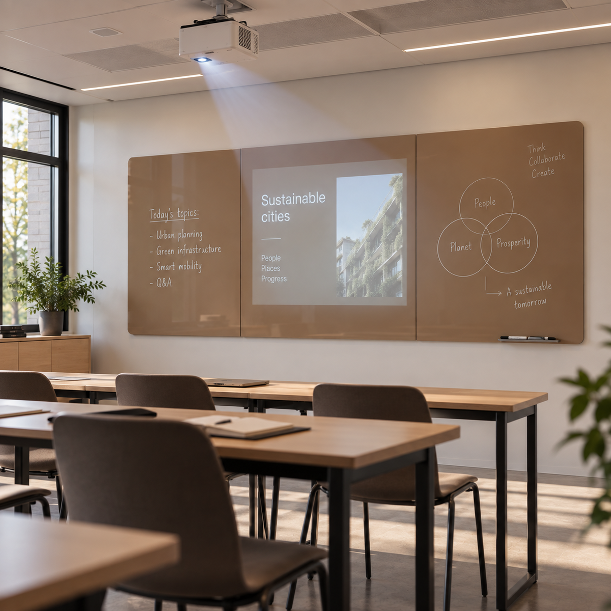Mat Glazen Whiteboard op Maat - Premium en Frameless Matte Glazen schrijfbord - Matte Glass wall – Magnetisch & Modern Design - Magneetborden op maat -