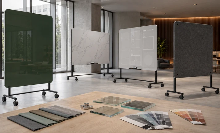Mydesignglas Mobiel Glazen Whiteboard – Magnetisch & Akoestisch - Glass wall Mobile Board – Design Mobileboard op Wielen