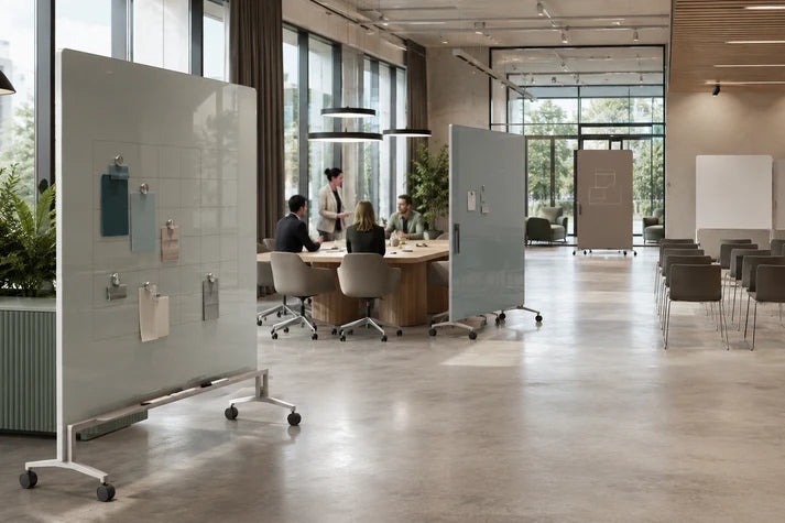 Mydesignglas Mobiel Glazen Whiteboard – Magnetisch & Akoestisch - Glass wall Mobile Board – Design Mobileboard op Wielen