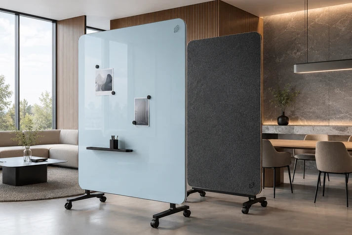 Mydesignglas Mobiel Glazen Whiteboard – Magnetisch & Akoestisch - Glass wall Mobile Board – Design Mobileboard op Wielen